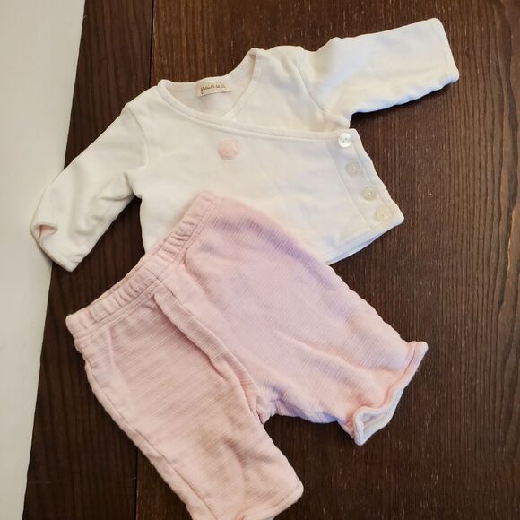 Lot of 2 Baby‎ 0-3 First Impressions & Grain de blé Girl's Matching Set- Outfits - Picture 6 of 16